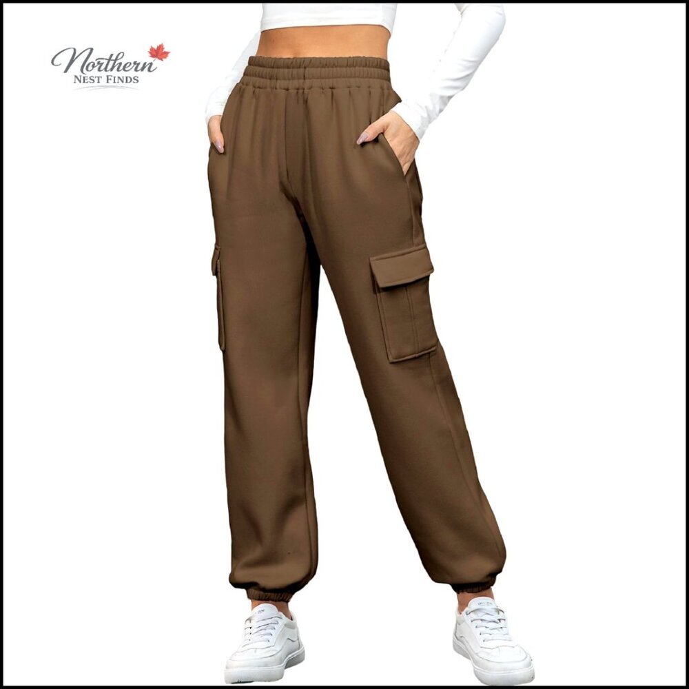Fleece Cargo Sweatpants Women's Y2K Joggers Plus Size Casual Activewear